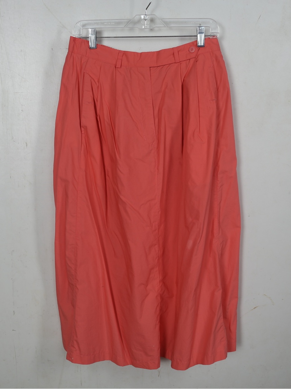 Coral Midi Skirt with Pleated Waist